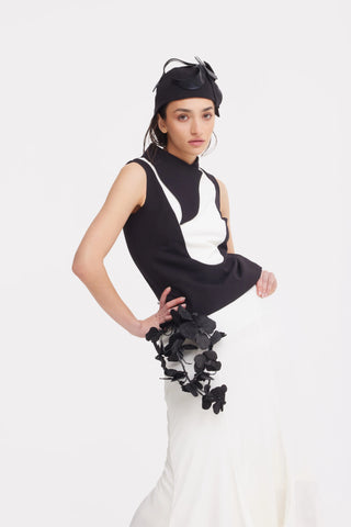 Макси-юбка с высокой посадкой из двустороннего сатина — айвори