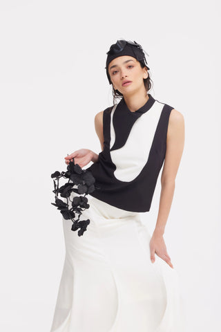 Макси-юбка с высокой посадкой из двустороннего сатина — айвори