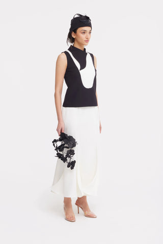 Макси-юбка с высокой посадкой из двустороннего сатина — айвори