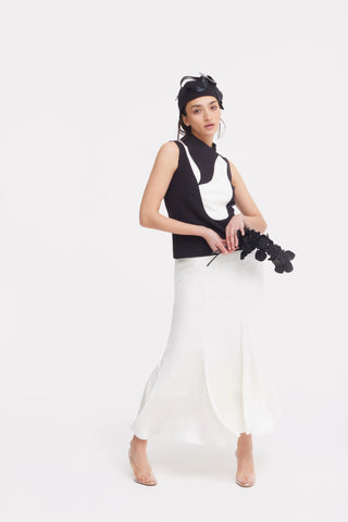 Макси-юбка с высокой посадкой из двустороннего сатина — айвори