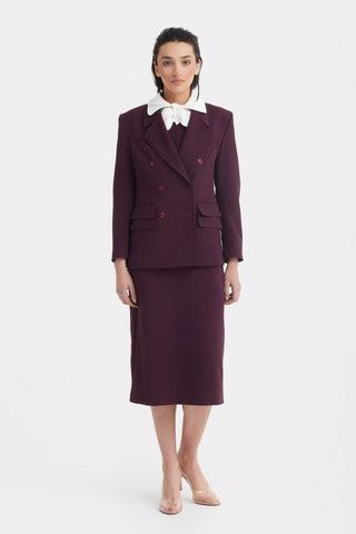 Классический двубортный жакет строгого кроя - бордовый