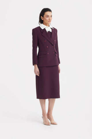 Классический двубортный жакет строгого кроя - бордовый