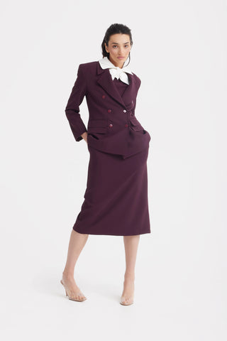 Классический двубортный жакет строгого кроя - бордовый