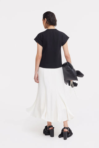 Crew-Neck Jersey T-Shirt With Flower - Black