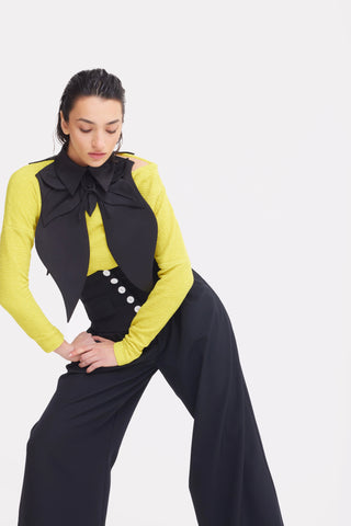 Оверсайз сатиновый воротник-биб — чёрный