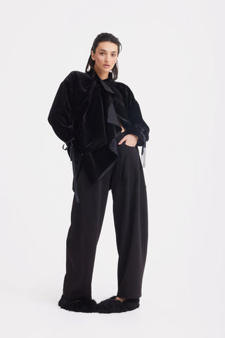 High Waisted Barrel Leg Pants - Black