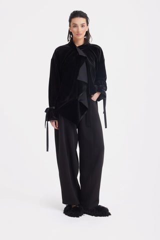 High Waisted Barrel Leg Pants - Black