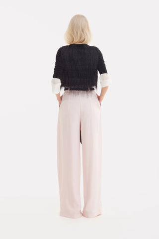 Fashion Forward Wide-Leg Pants & Contrast Belt - Pale Pink