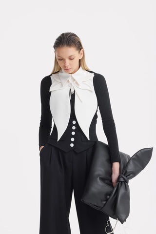 Оверсайз сатиновый воротник-биб — айвори