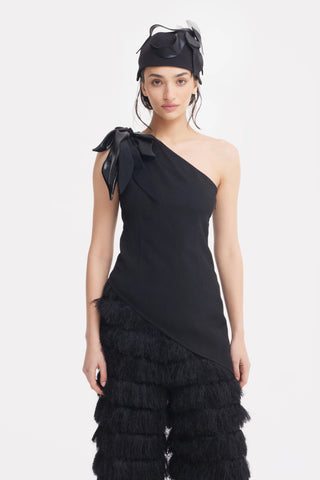 Pantaloni Palazzo de Seară cu Franjuri – Negri