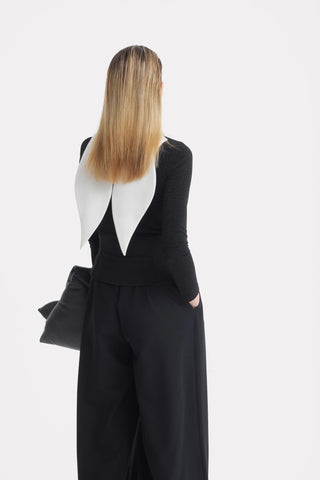 Оверсайз сатиновый воротник-биб — айвори