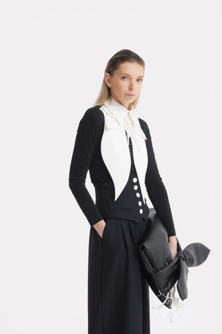 Оверсайз сатиновый воротник-биб — айвори