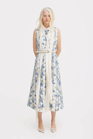 Textured Floral A-Line Midi Cocktail Dress