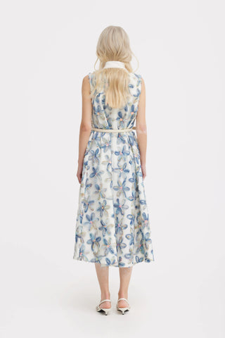 Textured Floral A-Line Midi Cocktail Dress