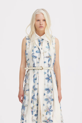 Textured Floral A-Line Midi Cocktail Dress