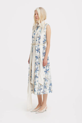 Textured Floral A-Line Midi Cocktail Dress