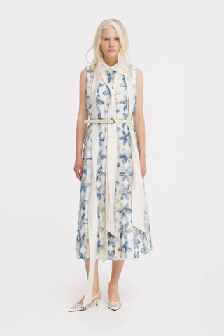 Textured Floral A-Line Midi Cocktail Dress