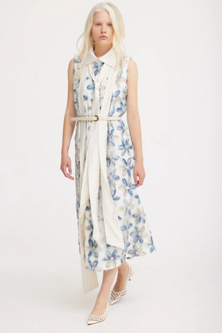 Textured Floral A-Line Midi Cocktail Dress