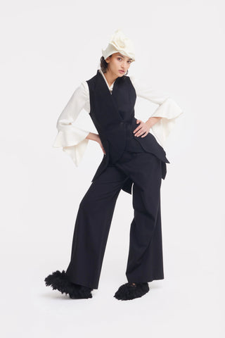 Formal Asymmetric Tailored Vest Black