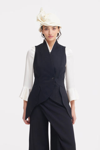 Formal Asymmetric Tailored Vest Black