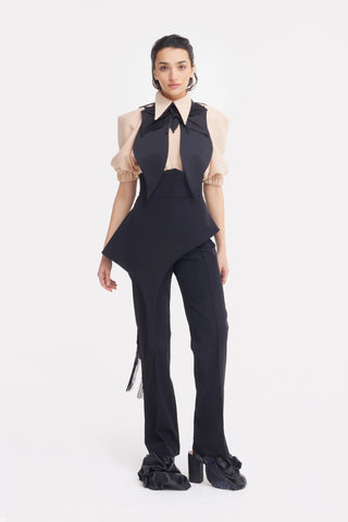 Прямые классические брюки полной длины с задней молнией, чёрные