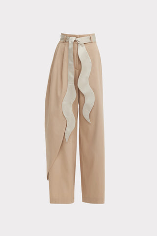 High-Waist Wrap Trousers – Beige