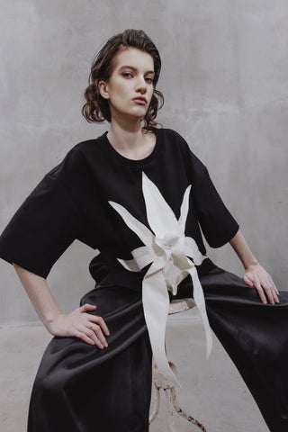 Relaxed Fit Knit Top – Black