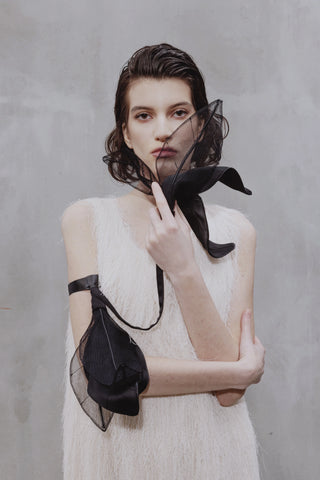 Cravată decorativă florală — Negru