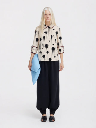 Ivory Polka Dot Blouse With Cuffs – Capsule Edition