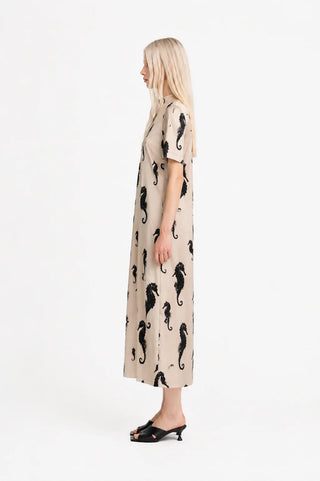 Rochie midi A-line cu imprimeu căluți de mare – ivoar