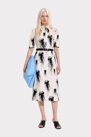 Ivory Jellyfish Print Short Sleeve Midi Dress – Capsule Edition