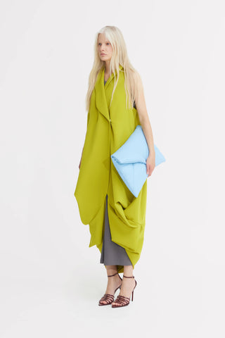 Long Double Breasted Blazer Vest - Lime Green