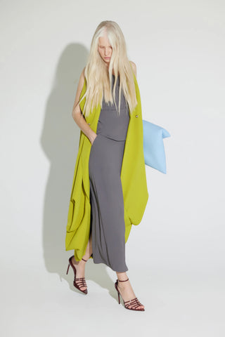 Long Double Breasted Blazer Vest - Lime Green