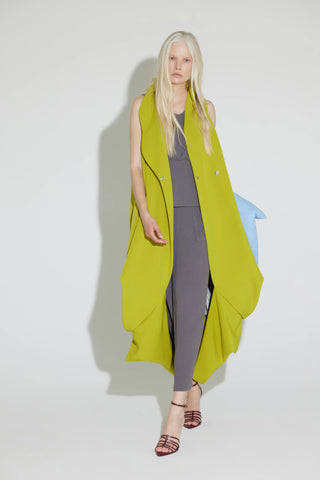Long Double Breasted Blazer Vest - Lime Green
