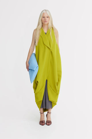 Long Double Breasted Blazer Vest - Lime Green