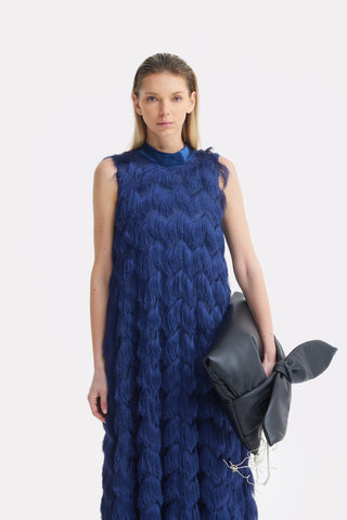 Rochie de seară albastru închis A-line cu franjuri