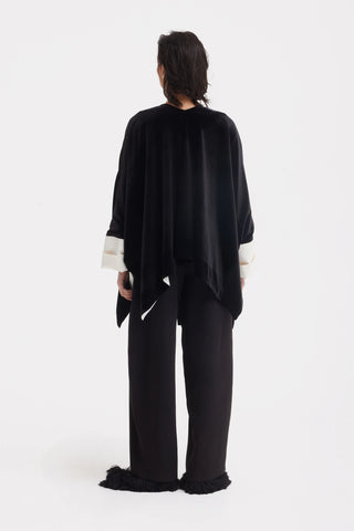 Свободная бархатная накидка-жакет на молнии — чёрная