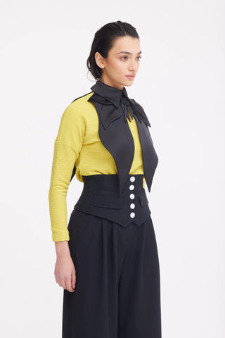 Crinkled Boat Neck Sweater Yellow