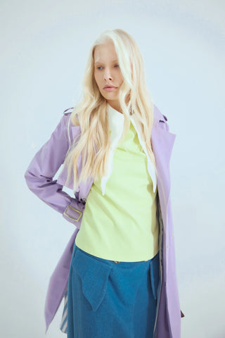 Semi-Formal Blouse With Double Contrasting Details Light Lime