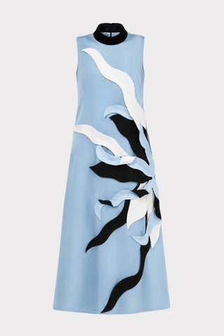 Sleeveless High Neck Occasion Dress - Light Blue