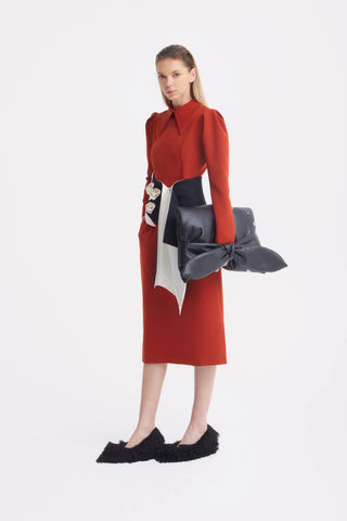 Rochie midi formală uni — teracotă