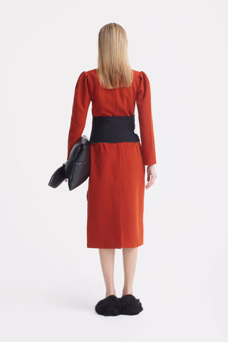 Rochie midi formală uni — teracotă