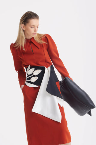 Rochie midi formală uni — teracotă