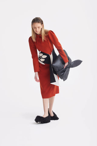 Rochie midi formală uni — teracotă