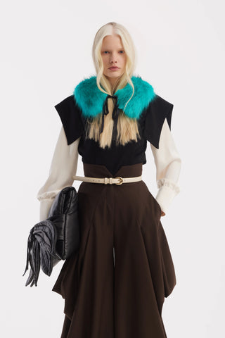 Couture Draped Wide-Leg Pants – Brown