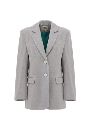 Timeless Longline Blazer With Notched Lapel Grey