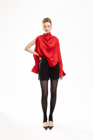 Designer Longsleeve Blouse Satin Red