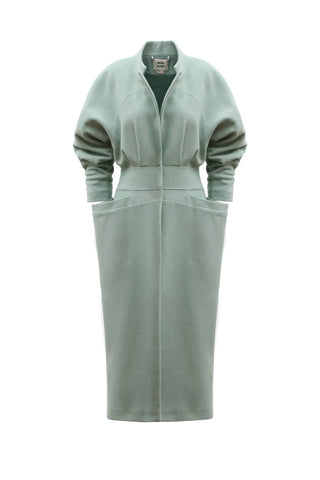 Architectural Wool-Effect Coat With Large Pockets Mint Green