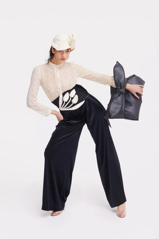 Romantic Sheer Straight-Fit Lace Shirt Ecru