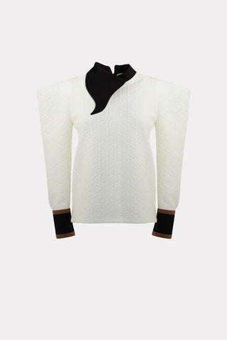 Fashion Asymmetrical Collar Blouse White